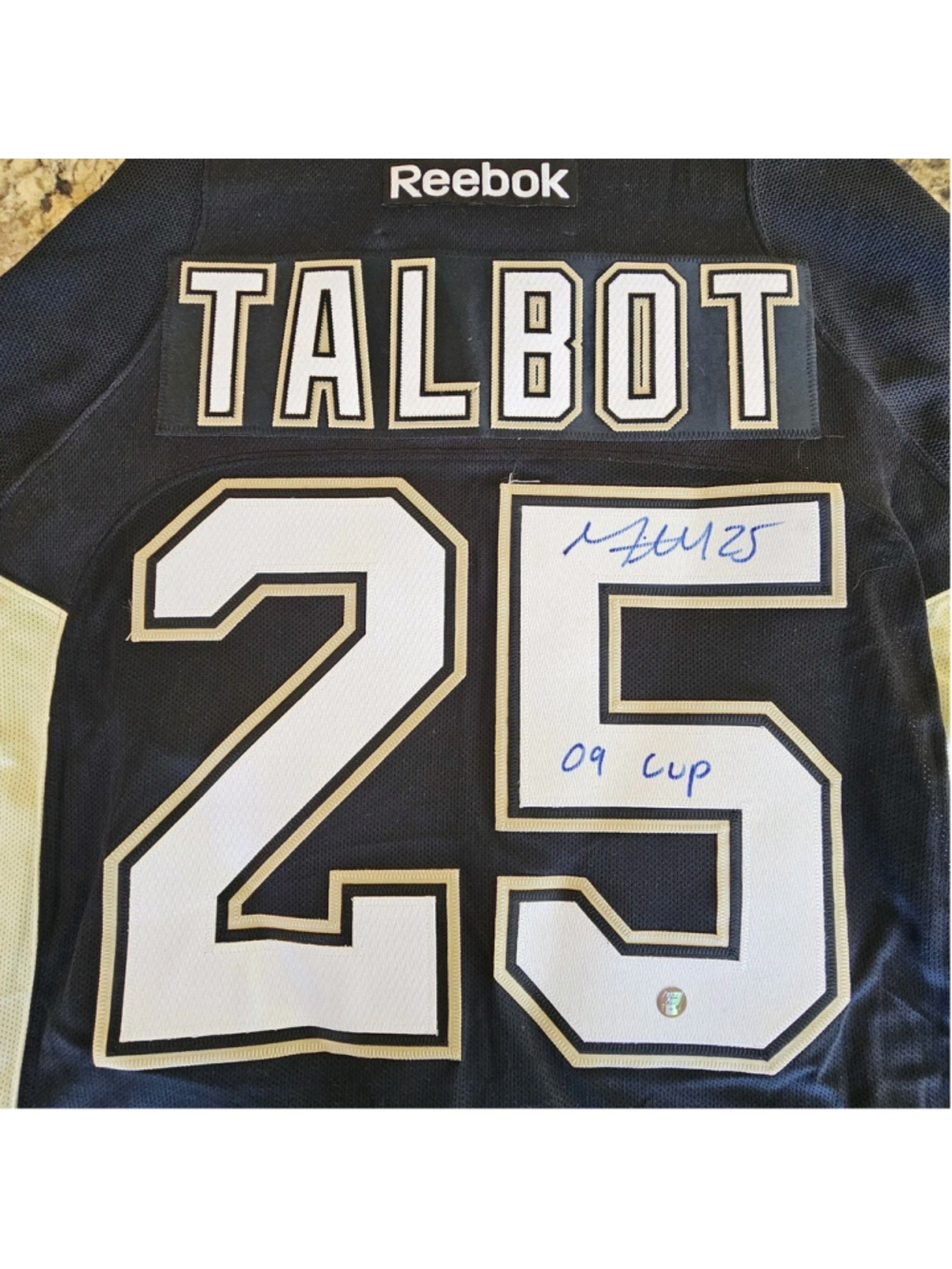 Maxime Talbot Signed Stanley Cup Penguins Reebok NHL Jersey #25 09 Cup